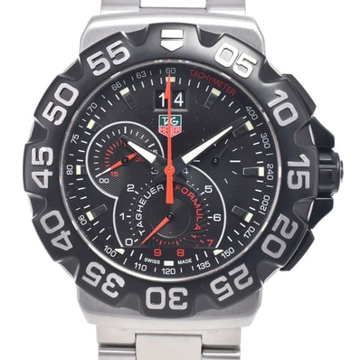 タグホイヤー TAG HEUER CAH1010.BA0860 フォーミュラー1 グランドデイト クロノグラフ ブラック クォーツ メンズ 美品 腕時計 Q#149126