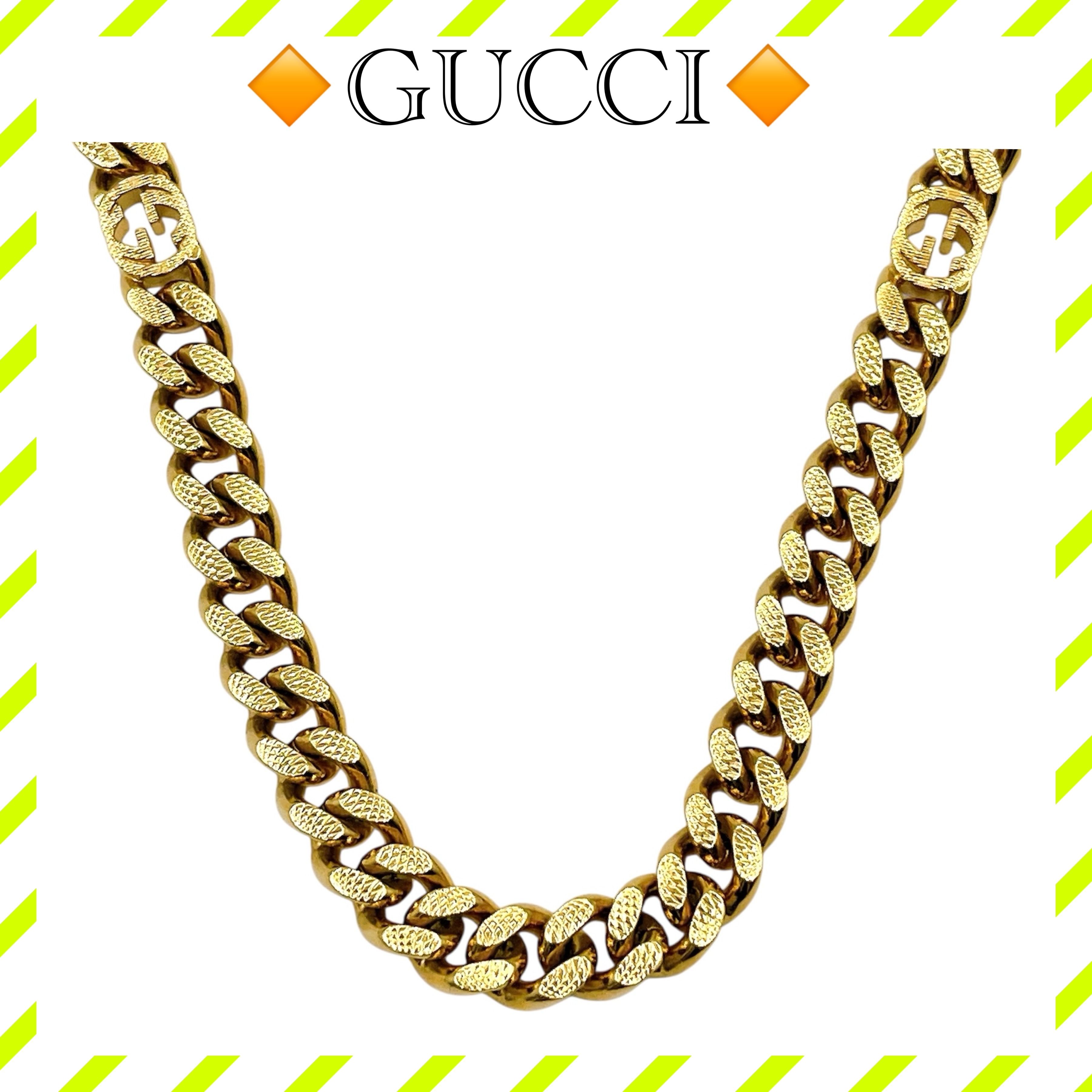 極美品 グッチ インターロッキング ネックレス ゴールド メンズ ユニセックス