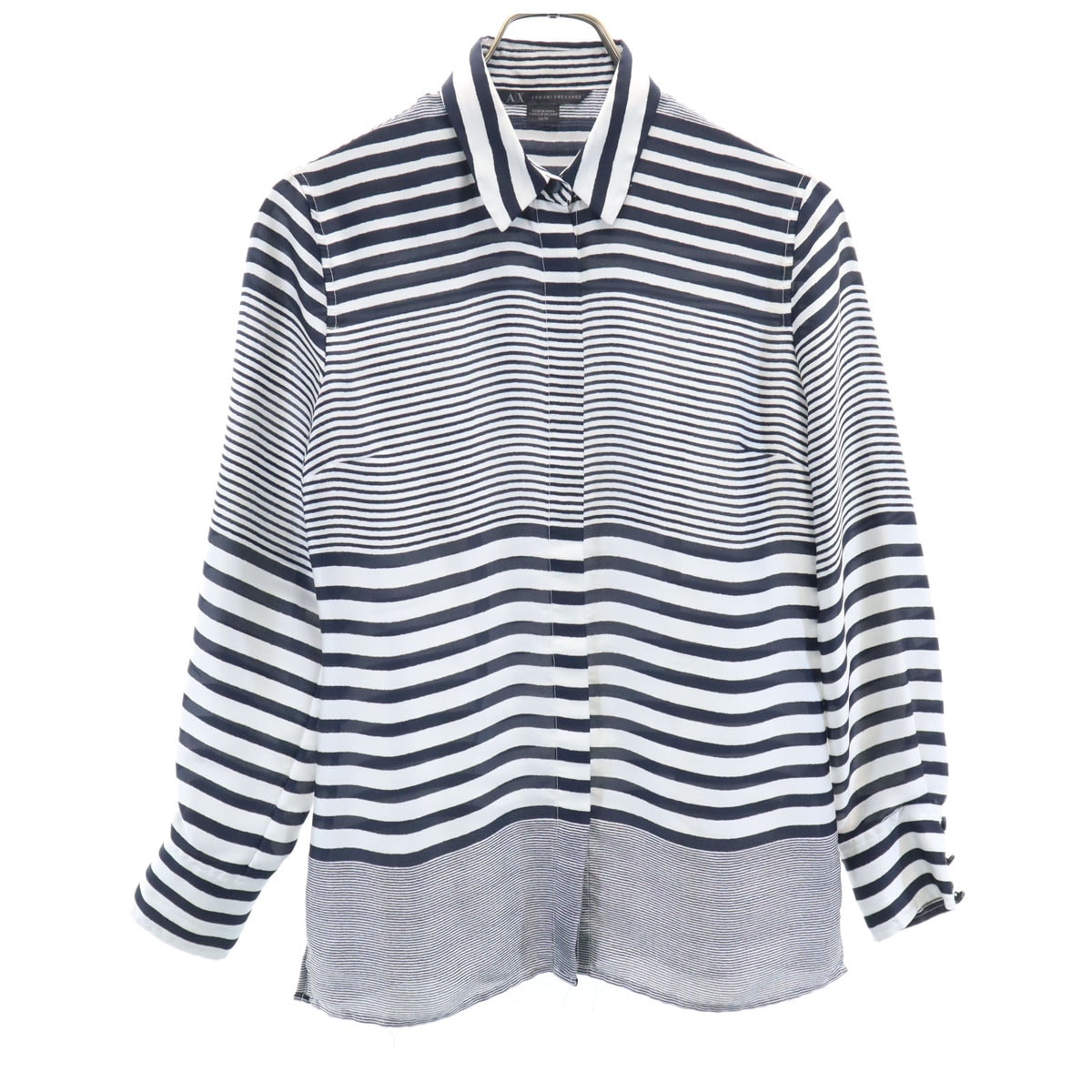 ARMANI EXCHANGE アルマーニエクスチェンジ ボーダー柄 長袖 シャツ XS ホワイト