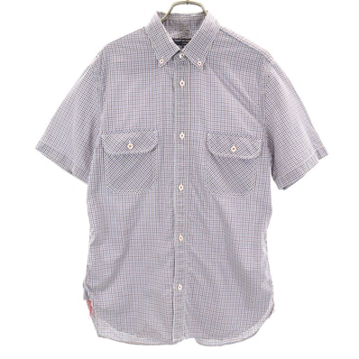 COMME des GARCONS HOMME コムデギャルソンオム 2014年 日本製 ギンガムチェック 半袖 ボタンダウンシャツ S ホワイト