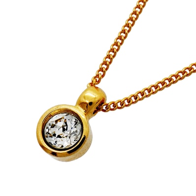 ★SALE【6jhb0080-k】クリスチャンディオール ネックレス GPメッキ ラインストーン ゴールド【中古】レディース