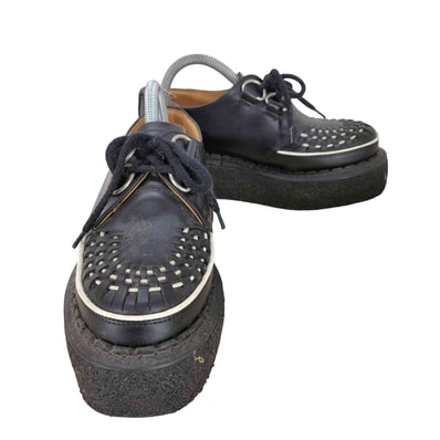 3588/VIB GIBSON SKIPTON スキップトン ブラックホワイトインターレース Dカン ラバーソール シューズ【1138842632024】