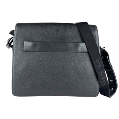 プラダ PRADA ショルダーバッグ レザー ブラック メンズ【中古】 z9440
