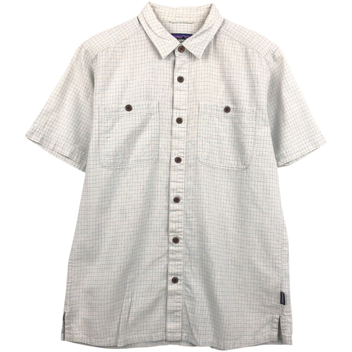 古着 パタゴニア Patagonia ORGANIC COTTON オーガニックコットン 53139SP19 バックステップシャツ チェック柄 半袖 オーガニックコットン×ヘンプシャツ ボックスシャツ メンズS相当/eaa665155