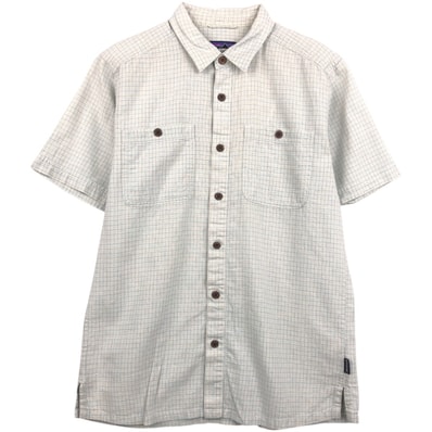古着 パタゴニア Patagonia ORGANIC COTTON オーガニックコットン 53139SP19 バックステップシャツ チェック柄 半袖 オーガニックコットン×ヘンプシャツ ボックスシャツ メンズS相当/eaa665155