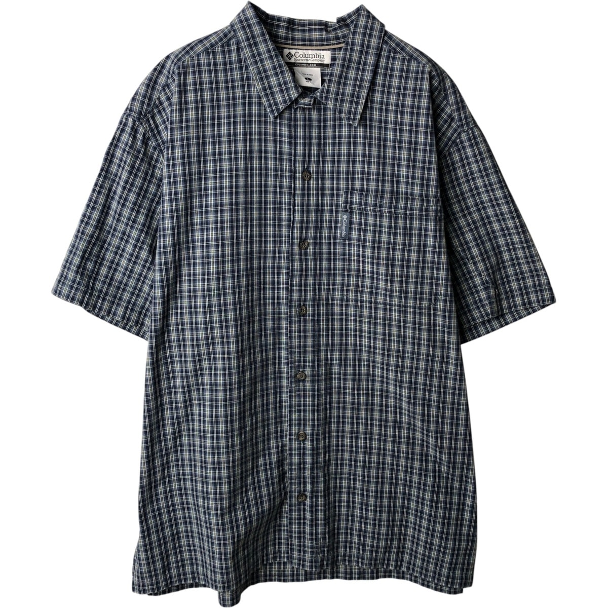 古着 コロンビア Columbia 半袖 コットン チェックシャツ ボックスシャツ メンズL相当/eaa638179