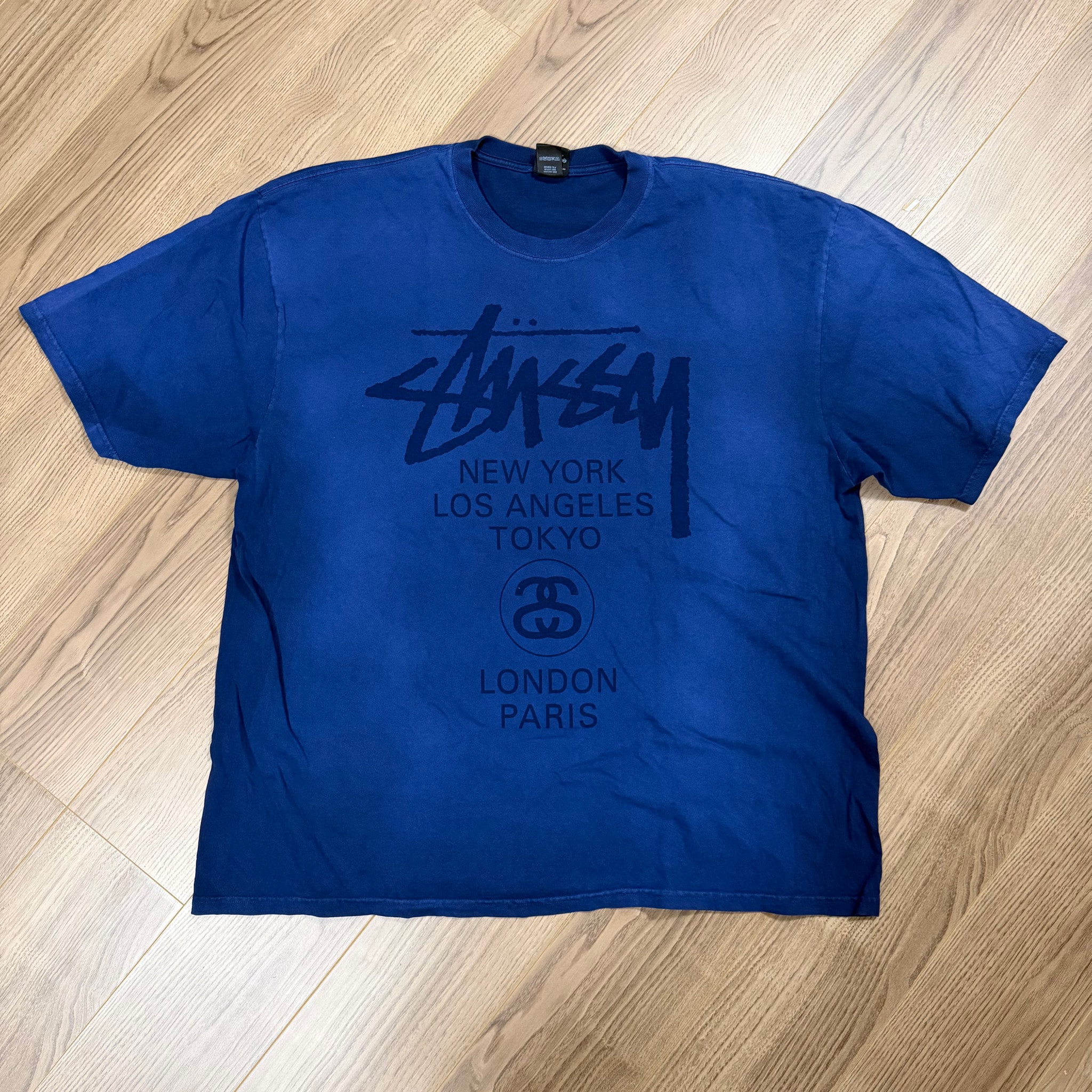 Stussy World Tour Tee "Sun Faded Navy"