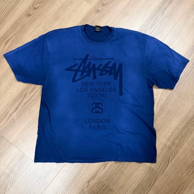 Stussy World Tour Tee "Sun Faded Navy"