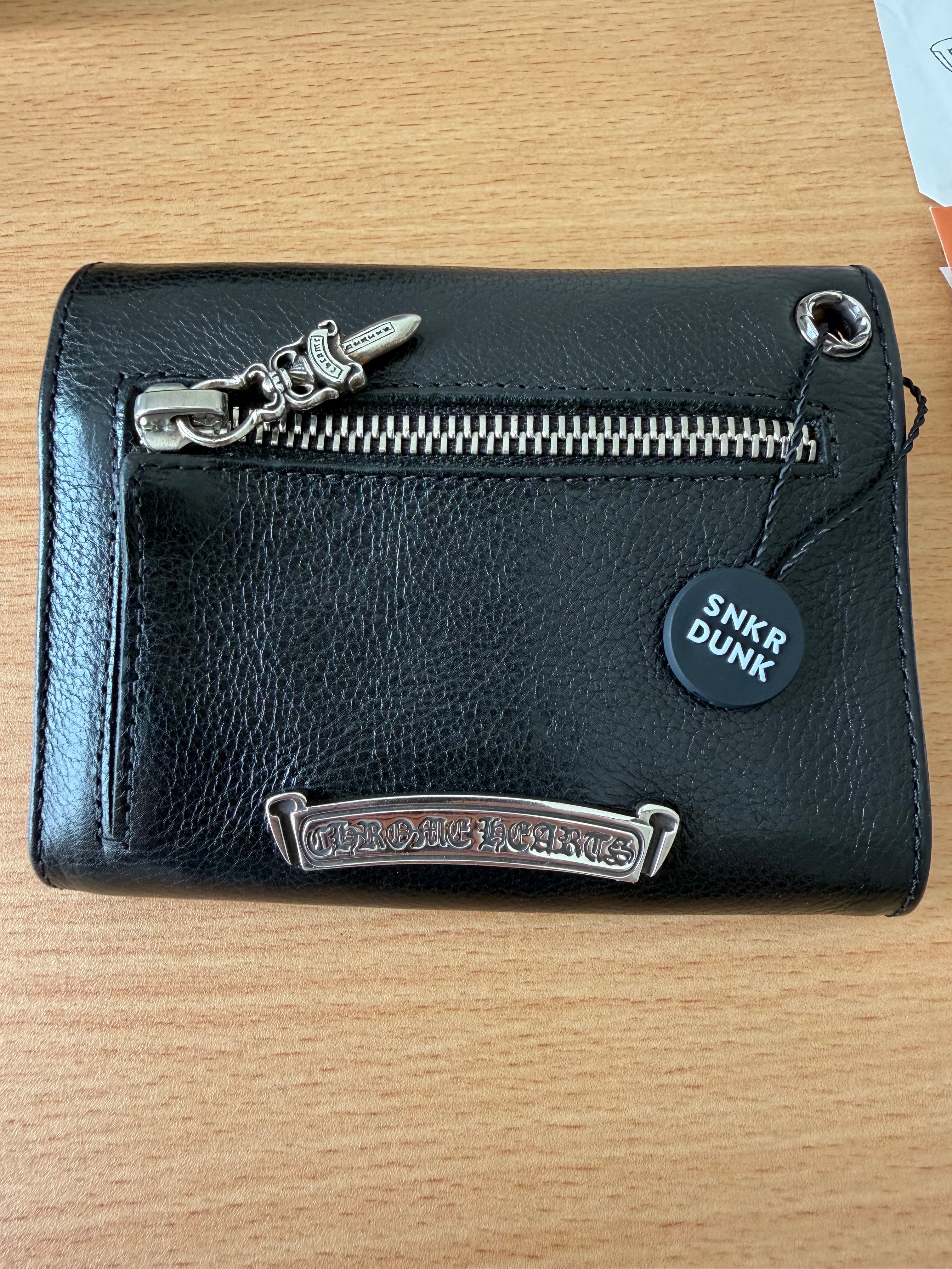 Chrome Hearts Wave Mini Cross Ball Button Leather Wallet "Black/Silver"