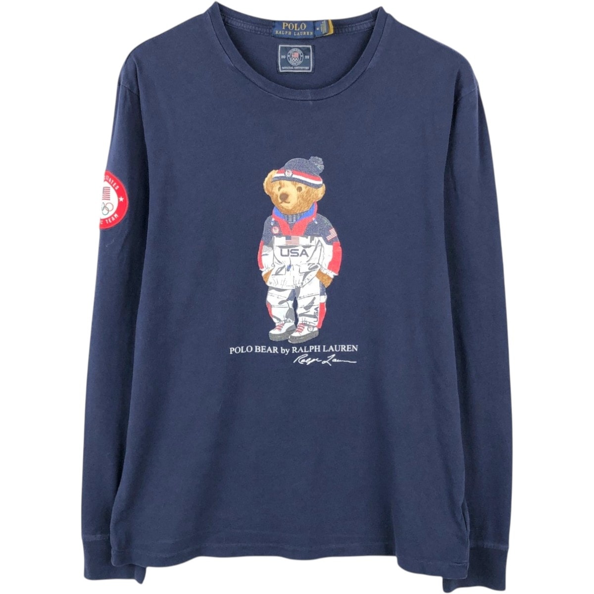 古着 ラルフローレン Ralph Lauren POLO RALPH LAUREN オリンピック USAチーム ポロベア ロングTシャツ ロンT メンズM相当/eaa659285