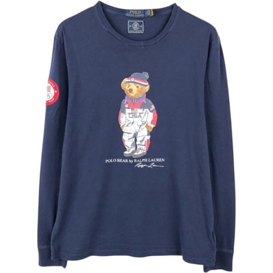古着 ラルフローレン Ralph Lauren POLO RALPH LAUREN オリンピック USAチーム ポロベア ロングTシャツ ロンT メンズM相当/eaa659285