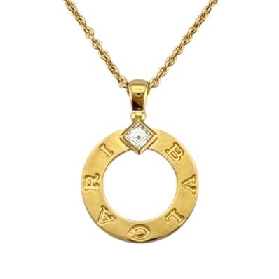 ブルガリ ブルガリブルガリ ネックレス 18金 K18イエローゴールド ダイヤモンド レディース BVLGARI 中古