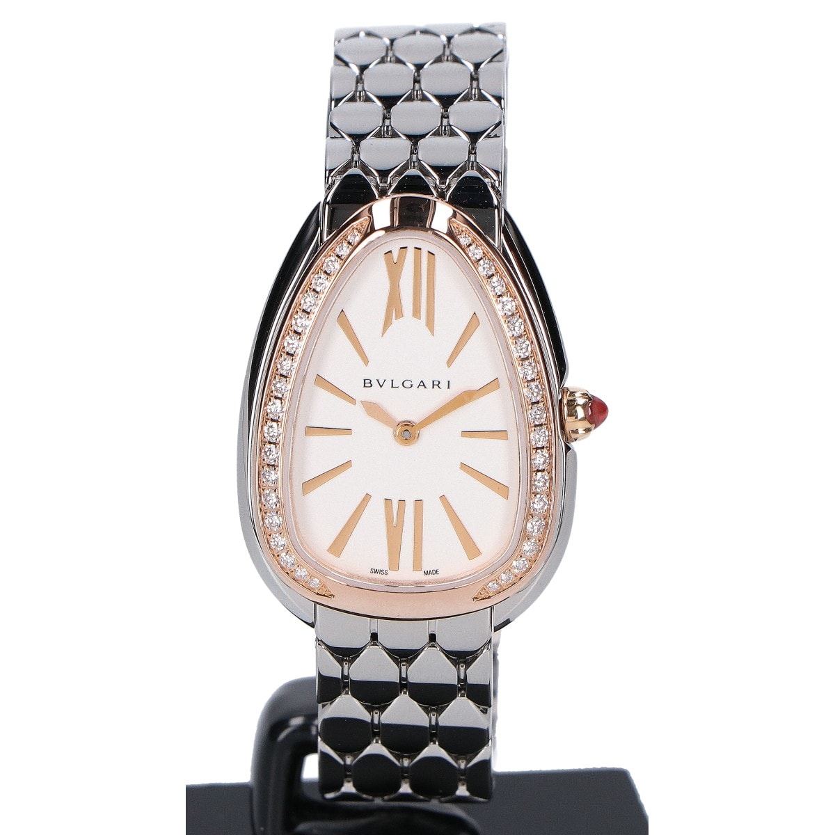 ブルガリ 美品 SP33WSPD セルペンティ セドゥットーリ ダイヤモンドベゼル クオーツ