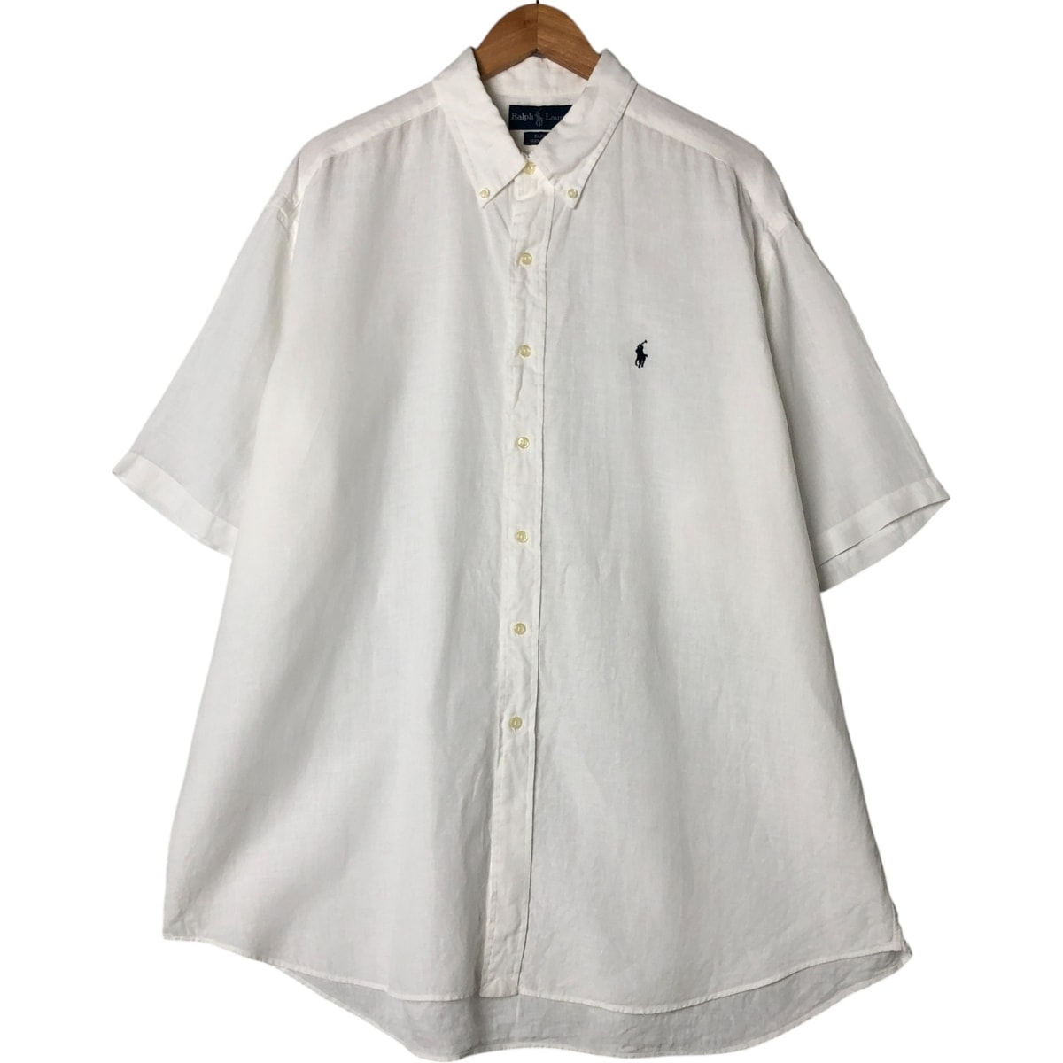 古着 ラルフローレン Ralph Lauren BLAKE 半袖 リネン ボタンダウンシャツ メンズXL相当/eaa553237