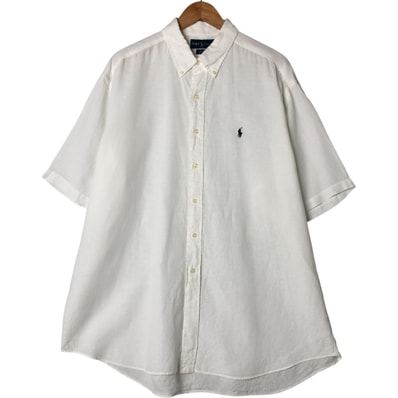 古着 ラルフローレン Ralph Lauren BLAKE 半袖 リネン ボタンダウンシャツ メンズXL相当/eaa553237
