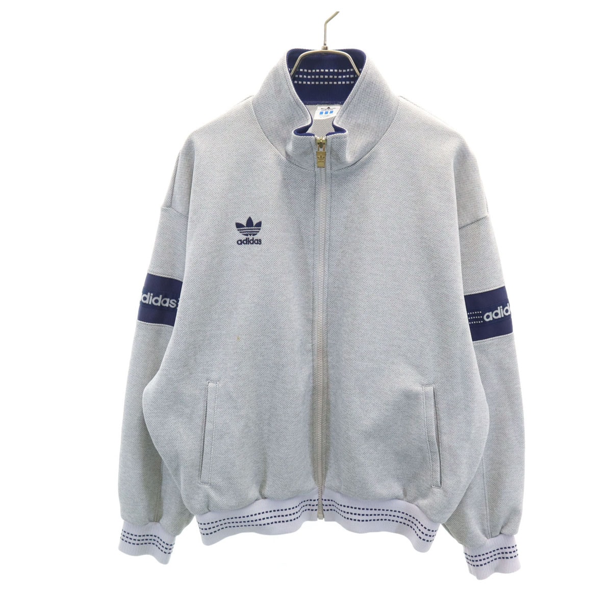グレー×くすみブルー　adidas 80s トラックジャケット C (やや傷や汚れあり)】adidas アディダス 80s 台湾製 ヴィンテージ