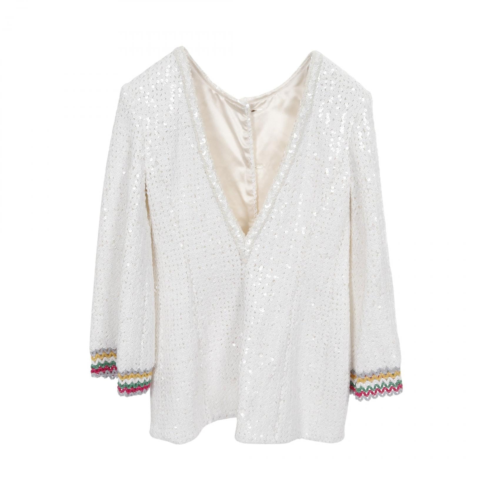 シャネル CHANEL ココマークボタン スパンコール 衣料品 アウター ナイロン コットン レディース ホワイト系 P72556V64262 【中古】