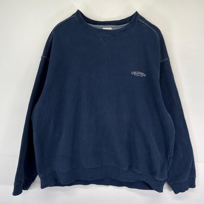 古着 コロンビア Columbia スウェット クルーネック Vネック トレーナー ワンポイントロゴ 2XL ネイビー系 メンズ
