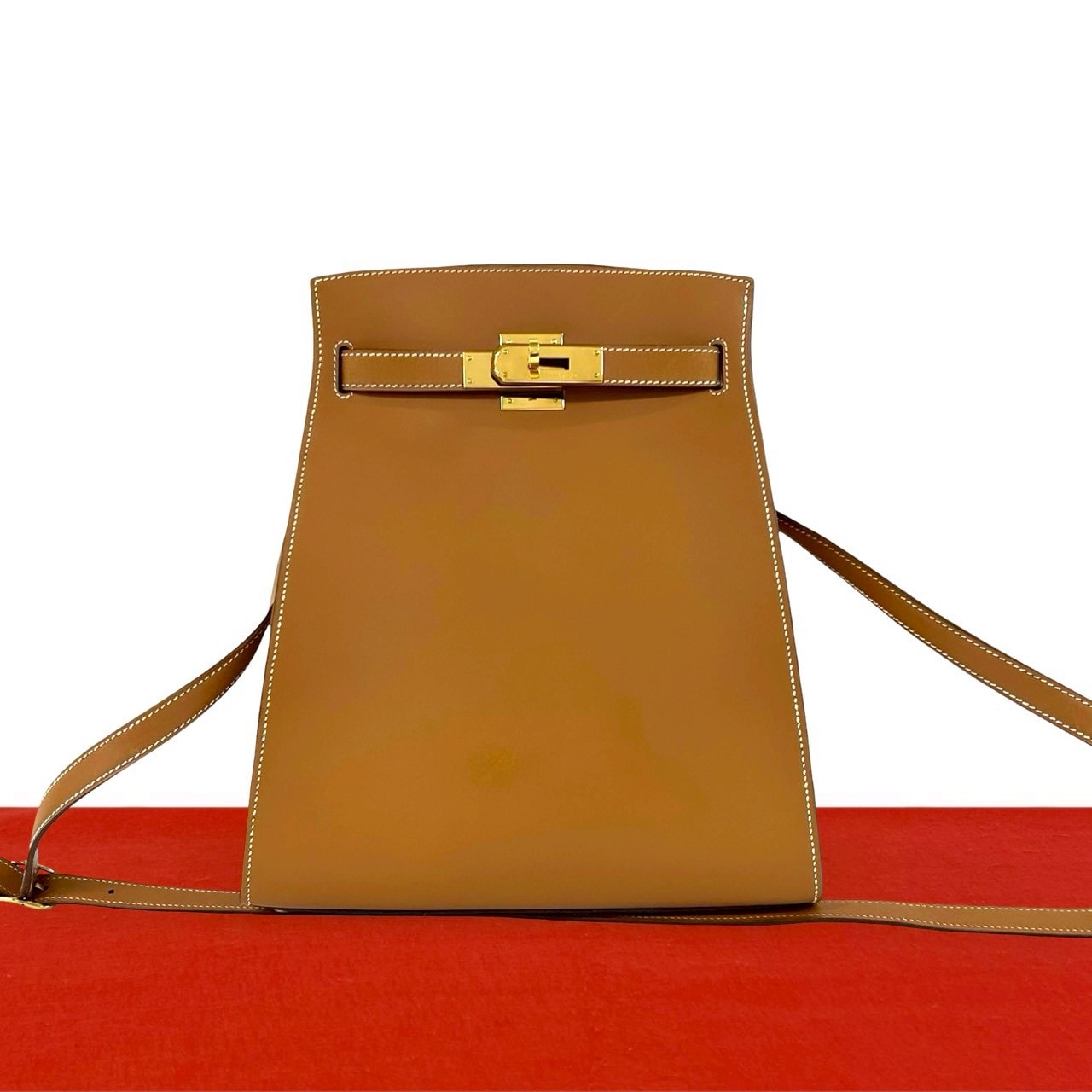 HERMES エルメス ケリー スポーツ MM ボックスカーフ ショルダーバッグ ブラウン
 74106
