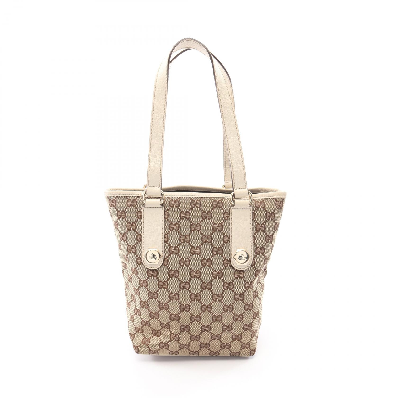 グッチ GUCCI GGキャンバス トートバッグ バッグ キャンバス レザー レディース ベージュ系 / アイボリー系 153361 【中古】