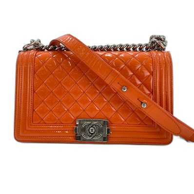シャネル CHANEL ボーイシャネル ミディアム ショルダーバッグ エナメル【中古】
