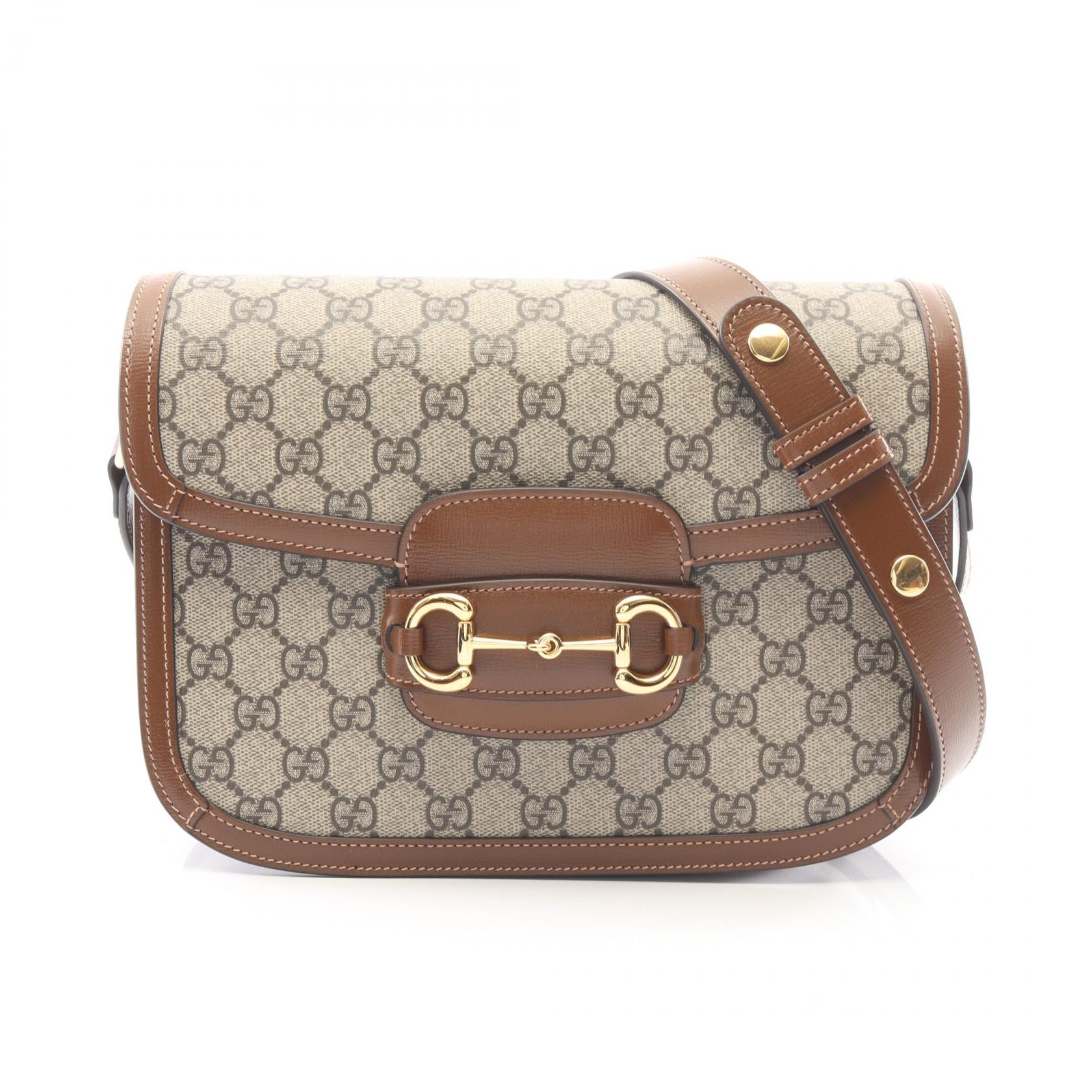 グッチ GUCCI ホースビット 1955 GGスプリーム ショルダーバッグ バッグ PVCコーティングキャンバス レザー レディース ベージュ系 / ブラウン系 60220492TCG8563 【新品】