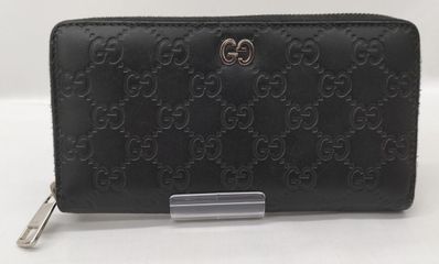 GUCCI Signature Leather Zip Around Wallet "Black"