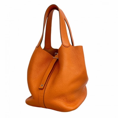 【6dd5254】エルメス ハンドバッグ ピコタンロックGM トリヨンクレマンス オレンジ シルバー金具 X刻印【中古】レディース