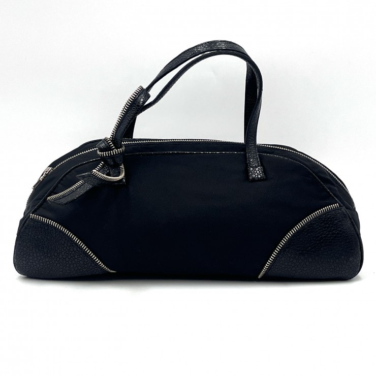 Christian Dior(クリスチャンディオール)ヴィンテージ ナイロン ハンドバッグ ブラック シルバー金具 レディース【中古】