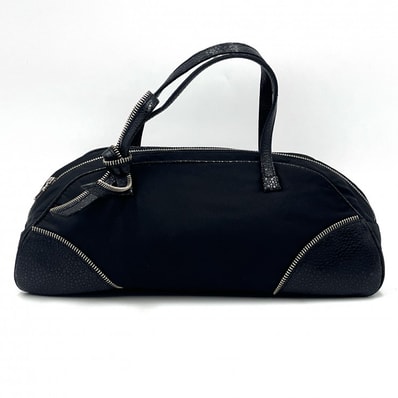 Christian Dior(クリスチャンディオール)ヴィンテージ ナイロン ハンドバッグ ブラック シルバー金具 レディース【中古】