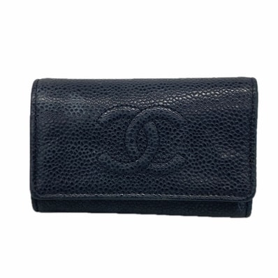 【6ib1232】シャネル キーケース キャビアスキン ブラック シルバー金具【中古】メンズ レディース ユニセックス