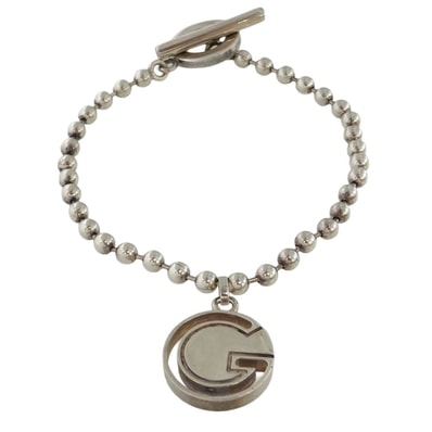 GUCCI グッチ 925 SILVER Gロゴ チャーム ボールチェーン シルバー ブレスレット シルバー系 19【中古】