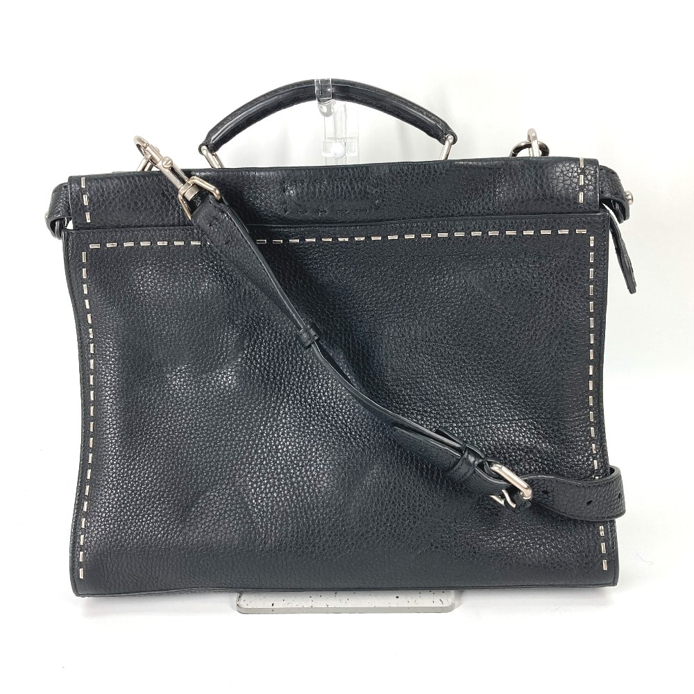 フェンディ FENDI セレリア ピーカブー アイコニック フィット 7VA406 ショルダーバッグ 斜め掛け カバン 2WAY ビジネスバッグ トートバッグ ハンドバッグ レザー ブラック 美品