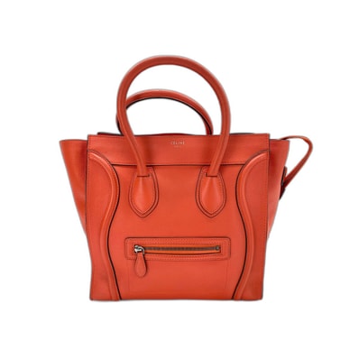 セリーヌ CELINE カーフスキン ラゲージミニショッパー ハンドバッグ【中古】