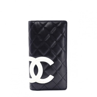 CHANEL シャネル カンボン ライン 長財布 レザー ブラック 財布