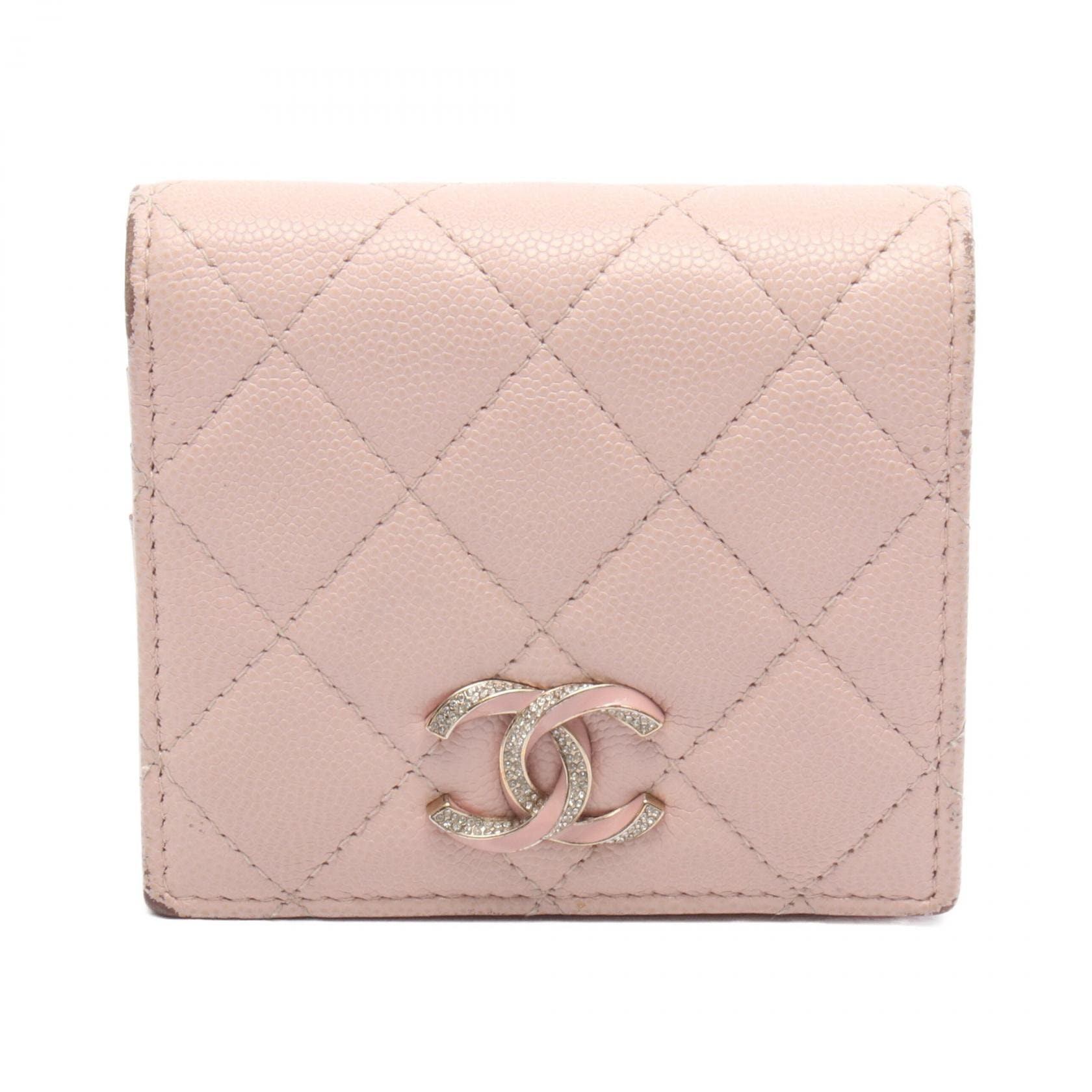 シャネル CHANEL マトラッセ スモールウォレット 二つ折り財布 財布 キャビアスキン(グレインドカーフ) レディース ピンク系 AP3341 【中古】