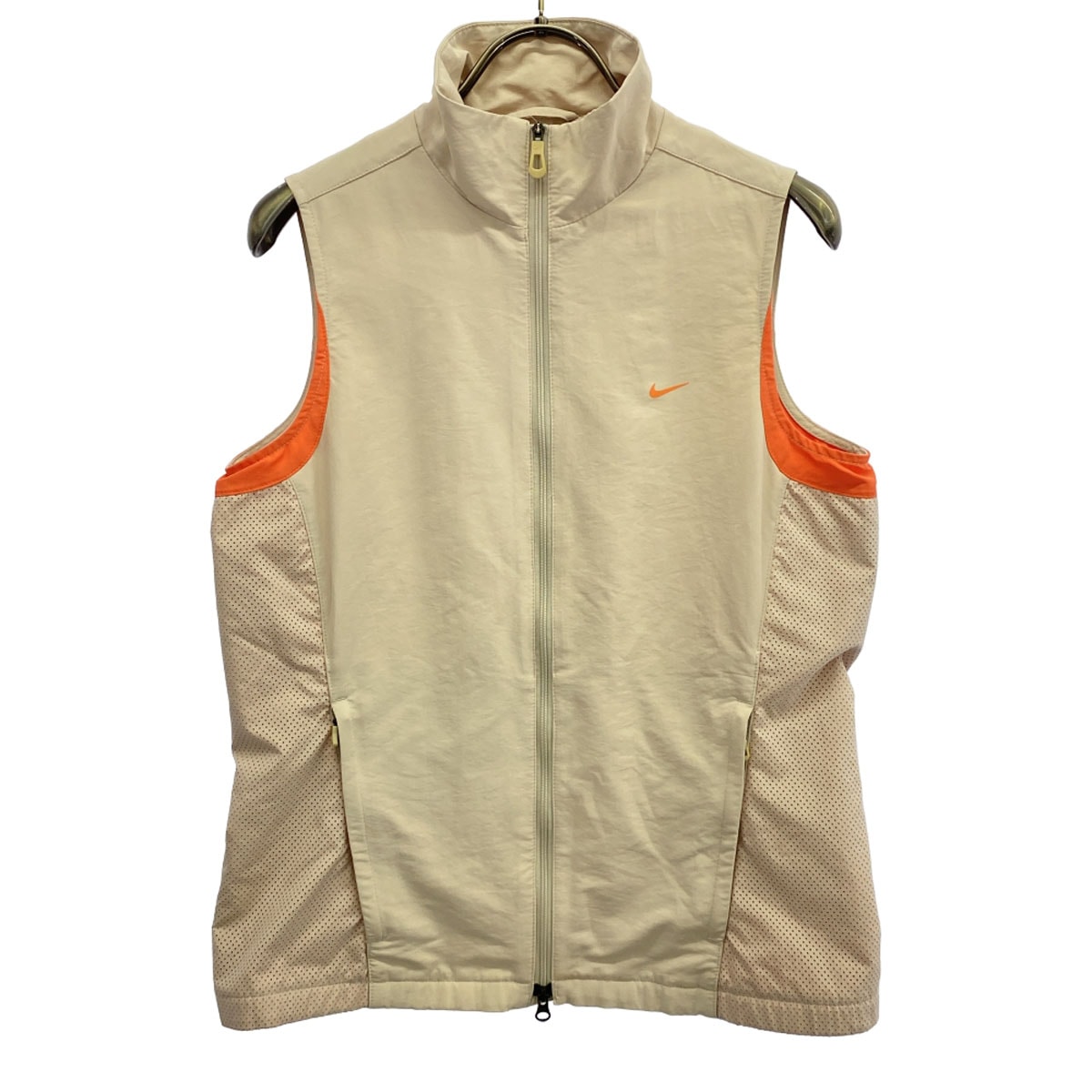 NIKE GOLF ナイキゴルフ ロゴプリント ジップ ベスト M ベージュ