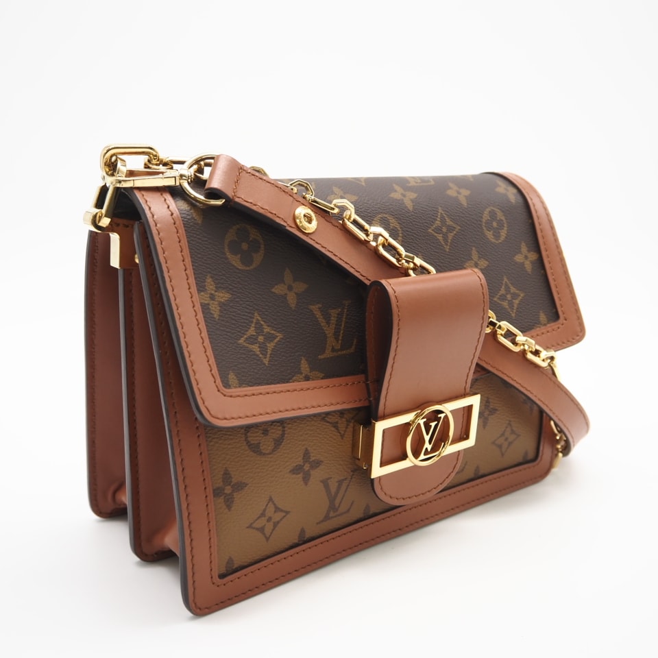 美品 LOUIS VUITTON ルイ・ヴィトン モノグラム リバース ドーフィーヌMM M44391 2wayショルダーバッグ ブラウン ベージュ コーティングキャンバス レザー レディース