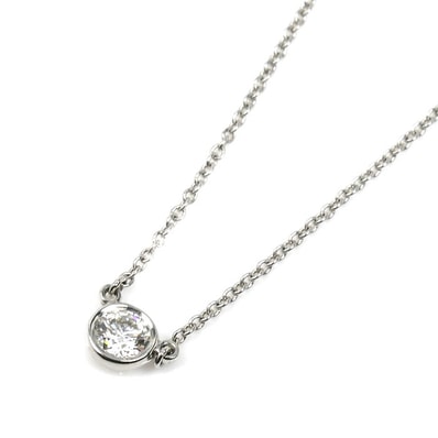 TIFFANY&Co. ティファニー Pt950プラチナ バイザヤード 1Pダイヤ ネックレス ダイヤモンド0.24ct 2.6g 40cm レディース【中古】【美品】