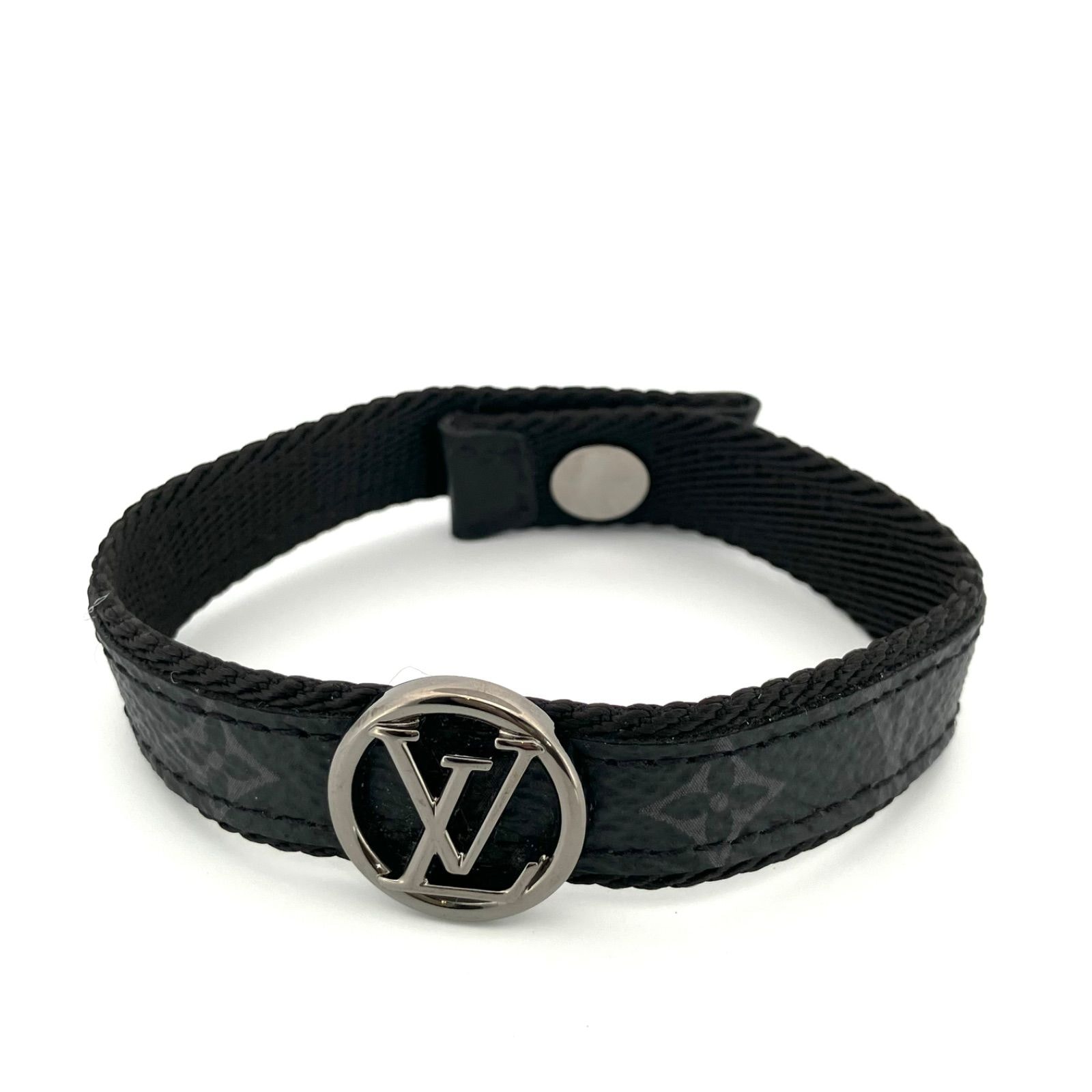 【鑑定済み】正規品 ルイヴィトン LOUIS VUITTON モノグラム・エクリプス ブラスレLVサークル M6549 ブラック ブレスレット