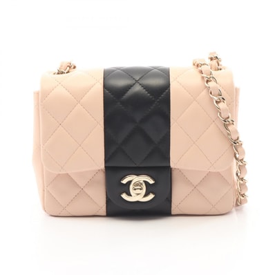 シャネル CHANEL ミニマトラッセ バイカラー ショルダーバッグ バッグ ラムスキン(羊革) レディース ピンク系 / ブラック系 【中古】