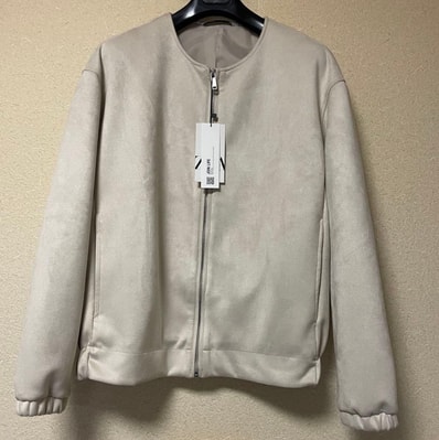 ZARA ノーカラージャケット L相当 ベージュ 新品タグ付き ジップブルゾン ザラ