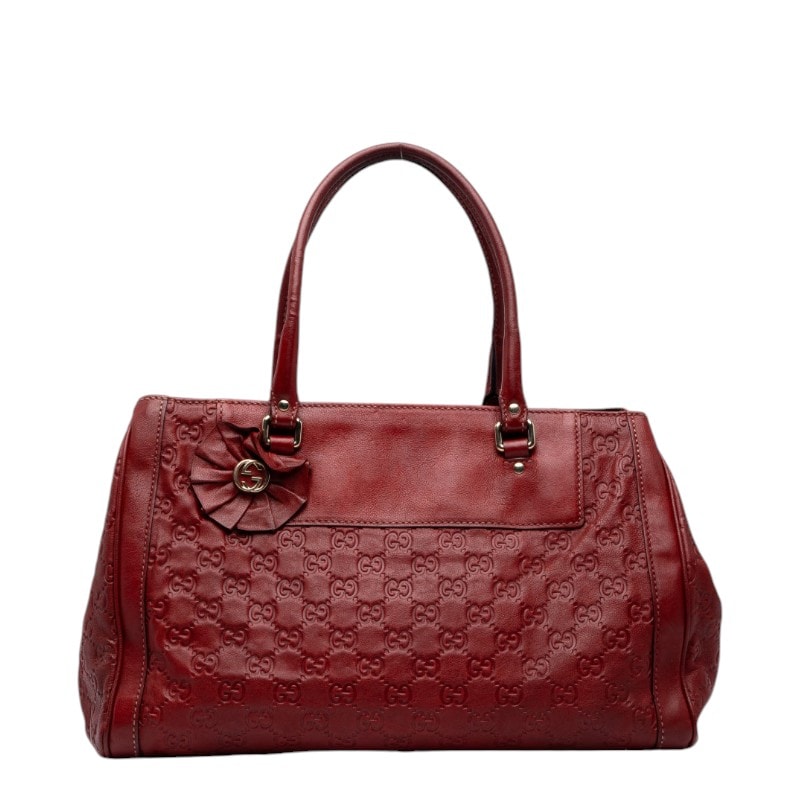 グッチ グッチシマ インターロッキングG トートバッグ ショルダーバッグ 190246 レッド レザー レディース GUCCI 中古