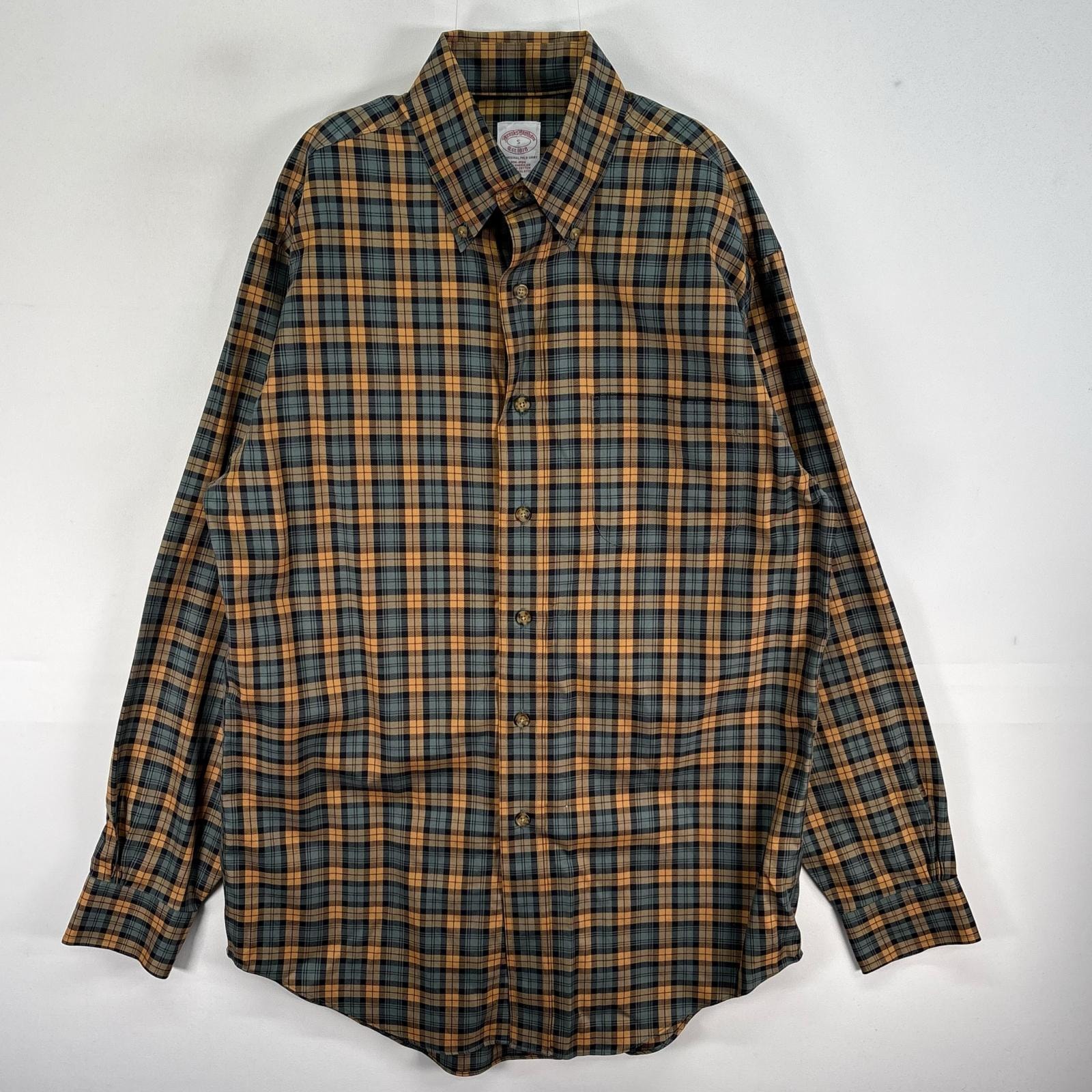 古着 ブルックスブラザーズ Brooks Brothers 長袖シャツ チェック 胸ポケ ボタンダウン S グリーン系 マルチカラー メンズ