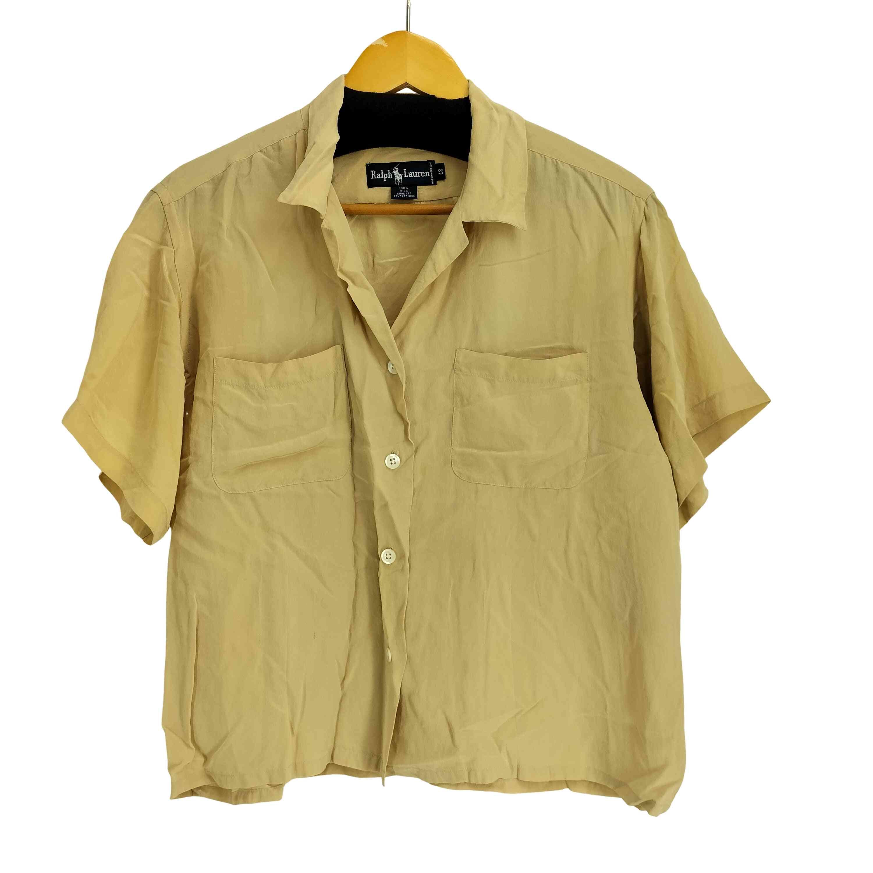 ダブルポケット シルク100 開襟 S/S シャツ【1139281580983】