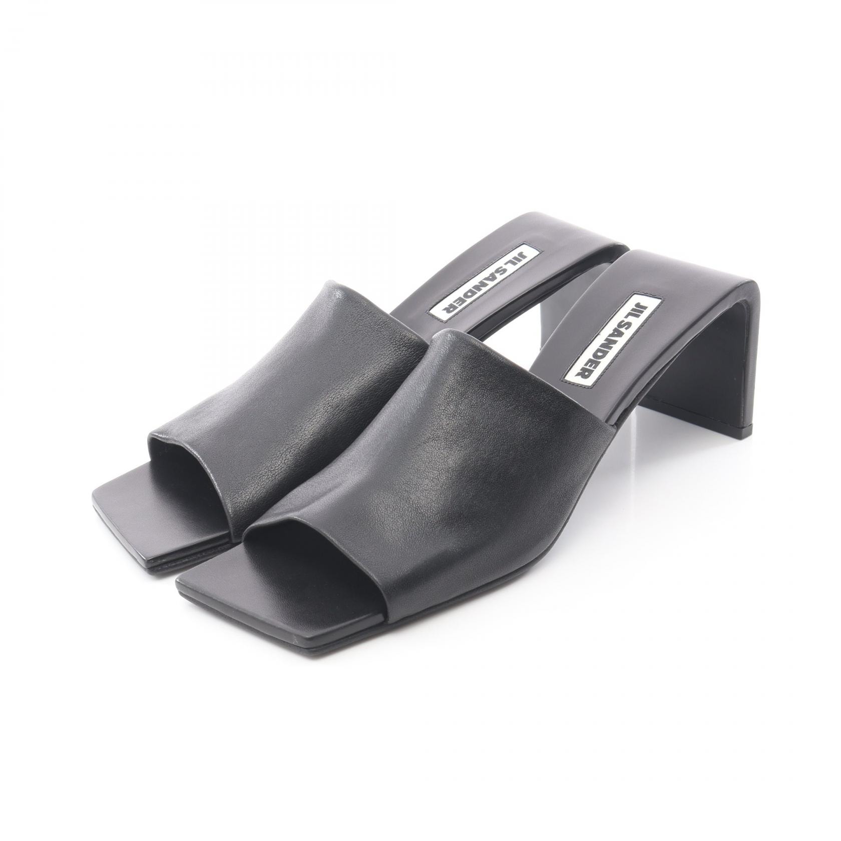 ジルサンダー JIL SANDER スカルプチャーヒール サンダル 靴 レザー レディース ブラック系 J15WP0124P659800138. 【新品】