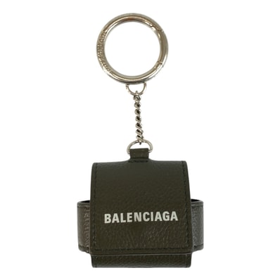 美品 BALENCIAGA バレンシアガ Cash グレー ブラウン シルバー金具 レザー エアポッズケース AirPodsケース 男女兼用 506217 【中古】