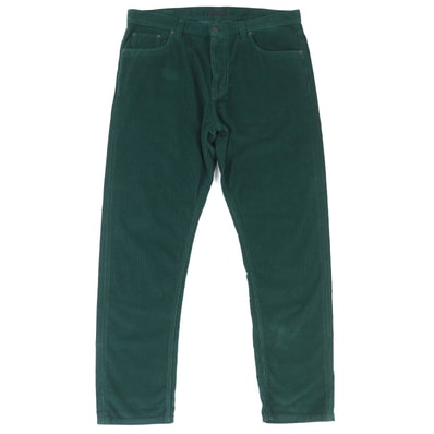 未使用 プラダ ボタンフライ コーデュロイ パンツ グリーン 34 GEP255
