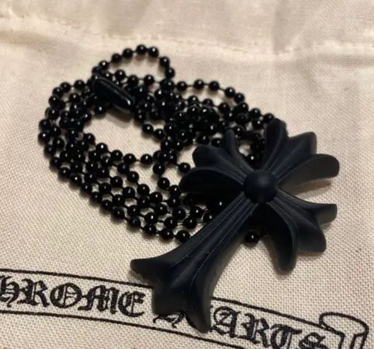 Chrome Hearts Rubber Small CH Cross Silicon Necklace "Black"