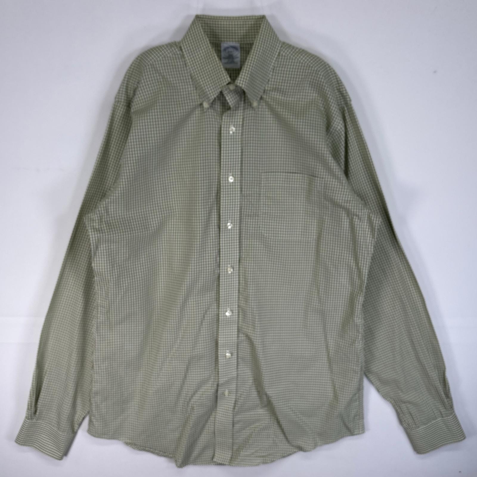 古着 ブルックスブラザーズ Brooks Brothers 長袖シャツ 胸ポケ 346 SLIM FIT L  グリーン系 チェック メンズ
